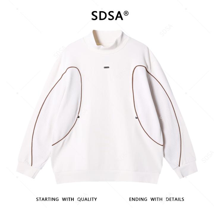 SDSA男士秋冬新款痞帅男装高街拼接铆钉立领卫衣时尚休闲套头上衣