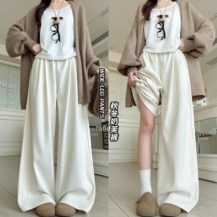 冰丝奶芙山本裤女薄款2025秋冬小个子百搭休闲慵懒遛弯阔腿拖地裤