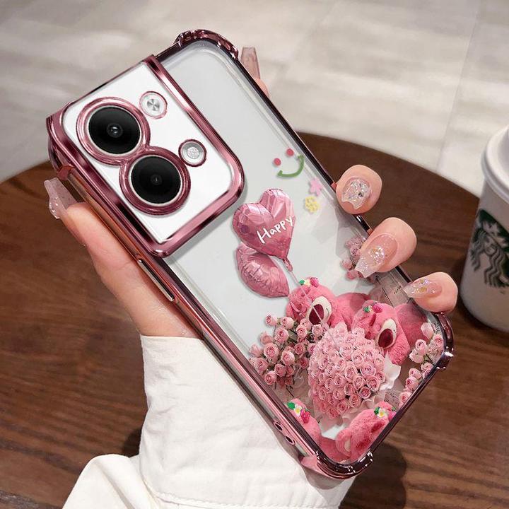 草莓熊适用OPPOReno13手机壳气囊防摔OPPOReno13Pro高级透明可爱