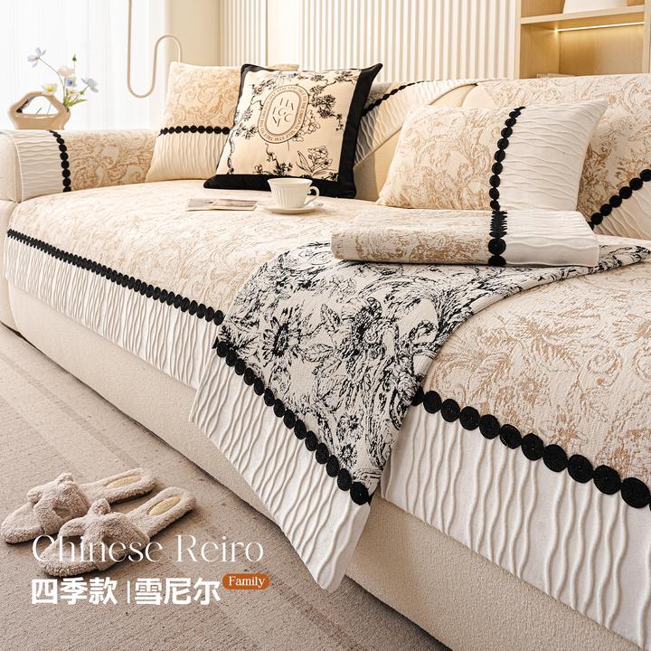沙发垫子四季通用2025新款防滑印花轻奢高端沙发坐垫雪尼尔盖布垫