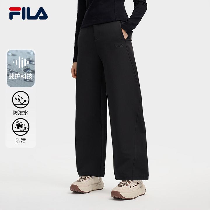 Fila/斐乐冬季新款垂感直筒保暖运动休闲梭织长裤防水F11W549801F