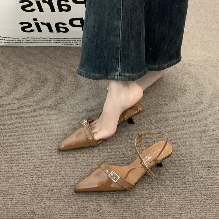 法式气质设计感包头凉鞋仙女鞋子2025春夏配裙子尖头小众高跟单鞋