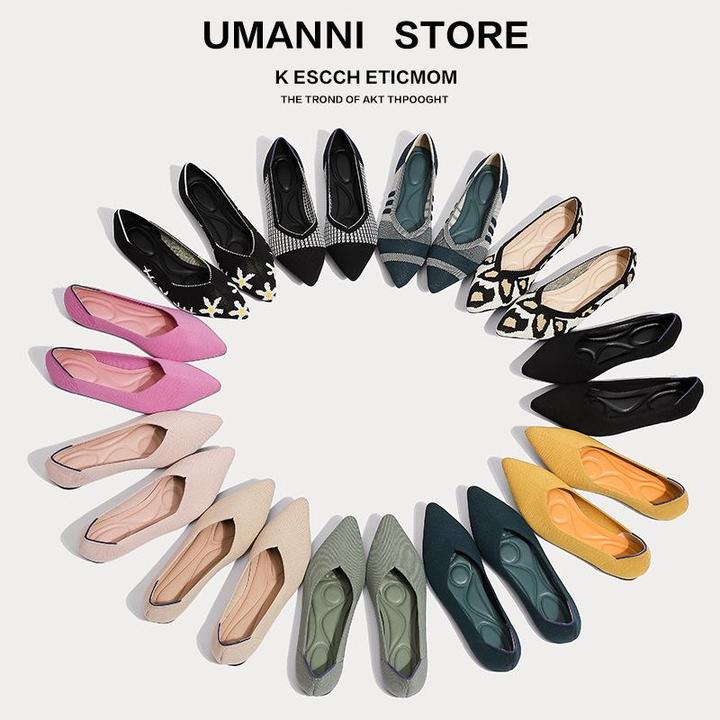 王妃鞋平底单鞋女外贸跨境women flats 飞织编织鞋尖头针织蛋卷鞋