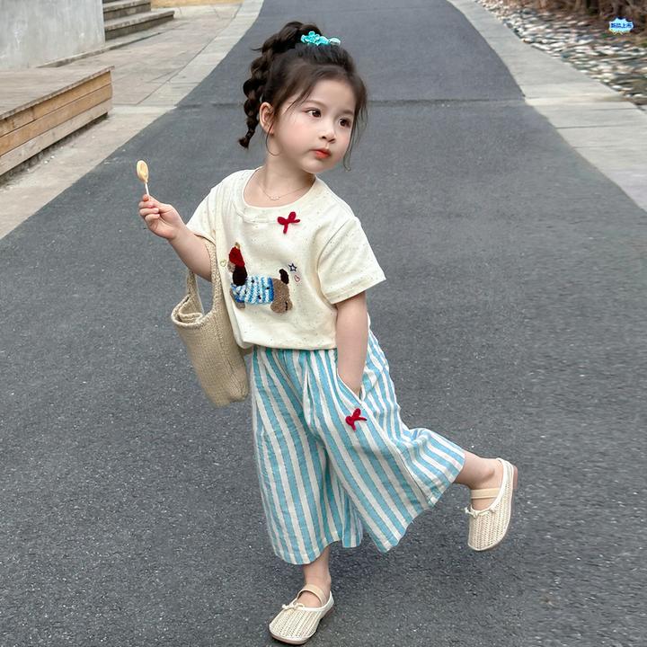 巴拉童年女童夏装套装2025新款洋气时髦儿童衣服女宝宝夏季短袖T