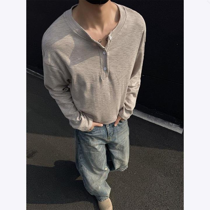 男男款短袖网红亨利领正肩高档恤冰丝夏季条纹爸爸夏天潮款棉圆领