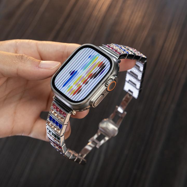 小众彩钻质感AppleWatch表带适用苹果手表iwatch表链金属个性潮酷