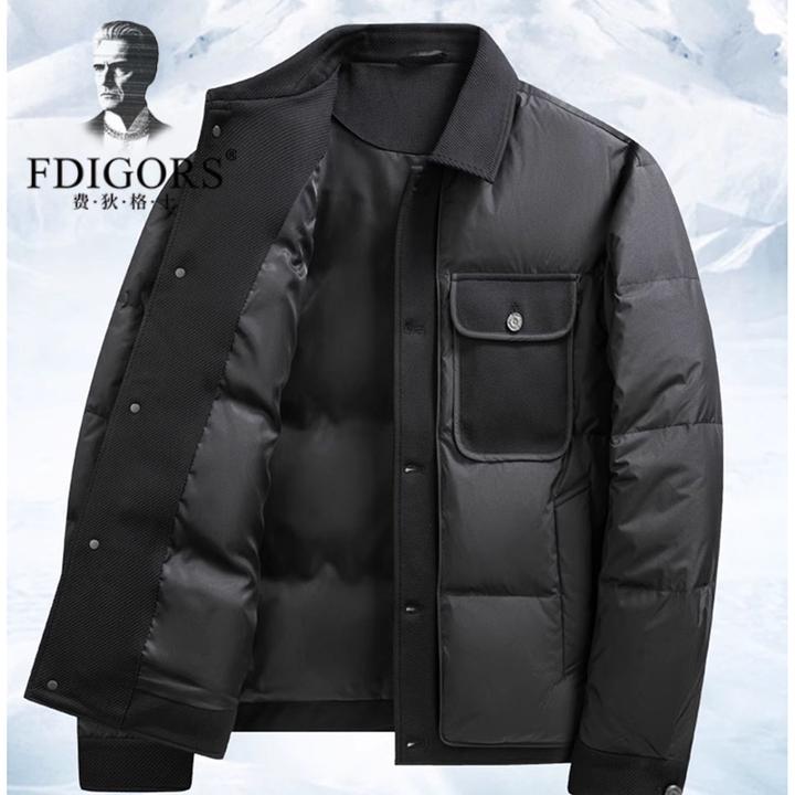 费狄格士夹克式羽绒服男士秋冬季新款工装保暖翻领男装加厚外套