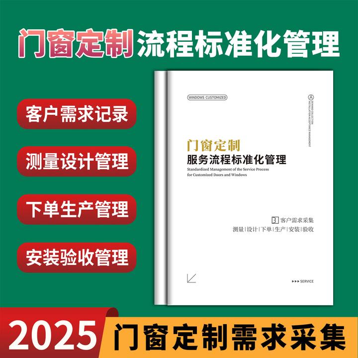 门窗定制服务流程标准化管理表验收客户需求采集记录订购高清印刷