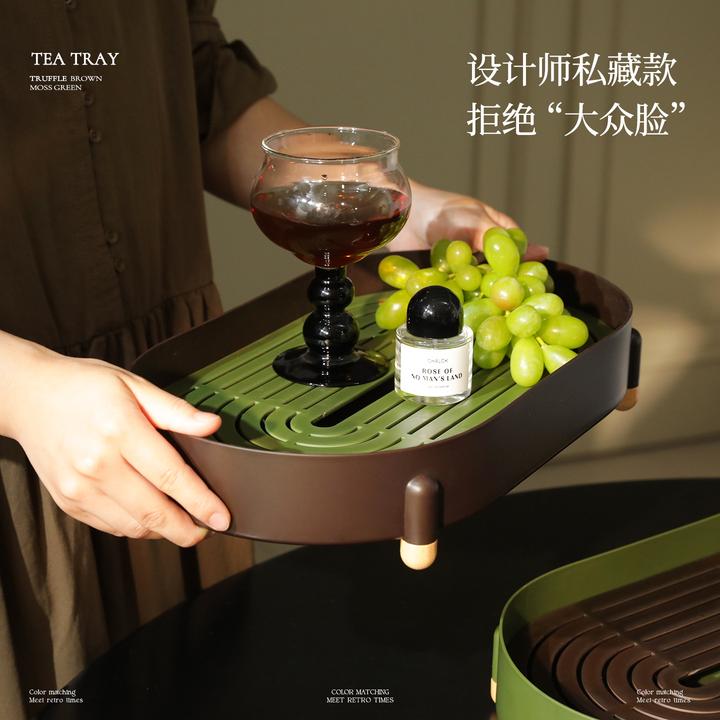 沥水茶盘2025新款家用托盘轻奢现代高级感碗盘水杯水果盘托年轻人