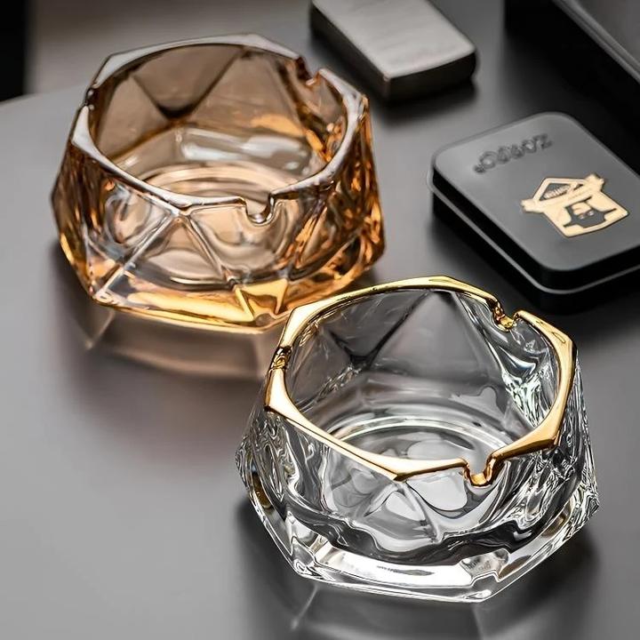 欧式加厚玻璃烟灰缸办公室家用创意烟碟烟灰缸防飞灰小烟盅简约风