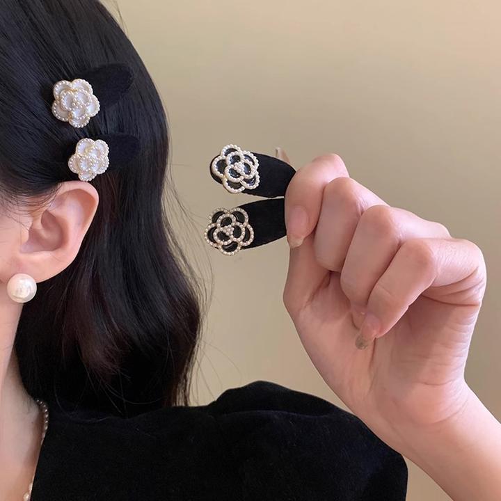 珍珠发夹女黑色气质侧边夹刘海夹前额无痕碎发夹鸭嘴夹头饰