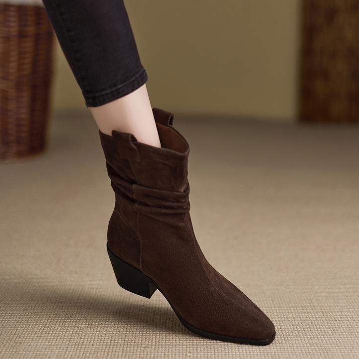 小个子手工女鞋5.5cm~不累脚瘦瘦靴冬季百搭简约时装靴尖头单靴女