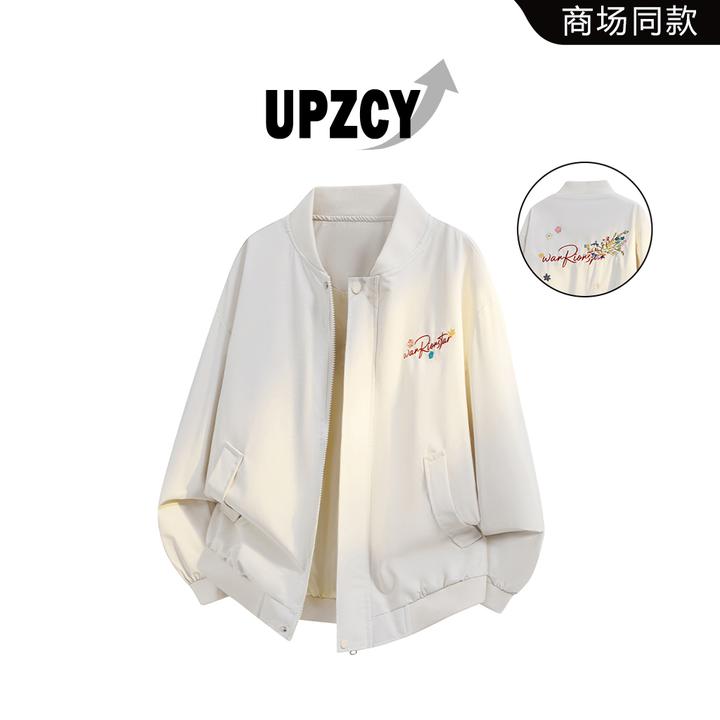 UPZCY美式刺绣飞行夹克男秋季潮牌宽松休闲设计感外套高级感男装