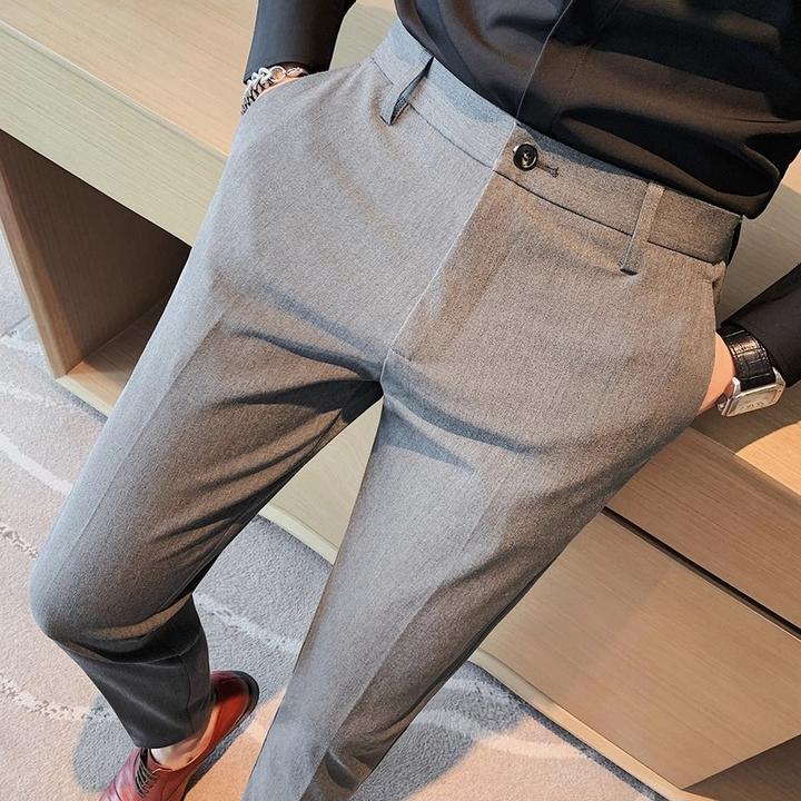 仓石一树西裤男士2025秋季高级感商务纯色修身小脚正装免烫西装裤