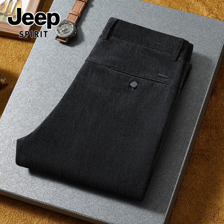 JEEPSPIRIT吉普商务潮流男士休闲裤宽松直筒裤弹力百搭舒适感男装
