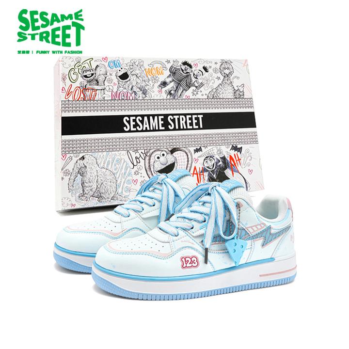 芝麻街男款2026秋季潮流新款涂鸦潮鞋复古街头百搭痞帅休闲板鞋子