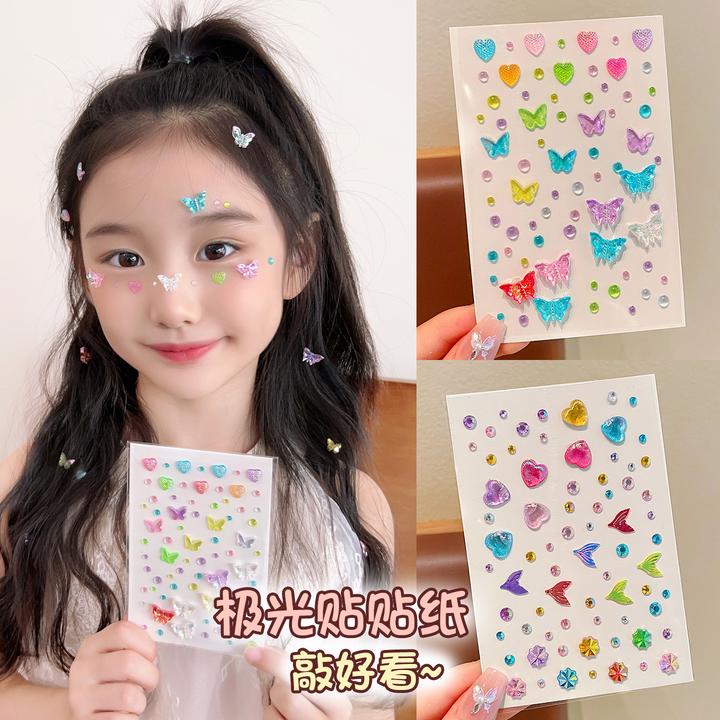 女童贴纸彩绘贴水晶彩钻立体蝴蝶贴纸甜美舞台表演化妆脸部眼角贴