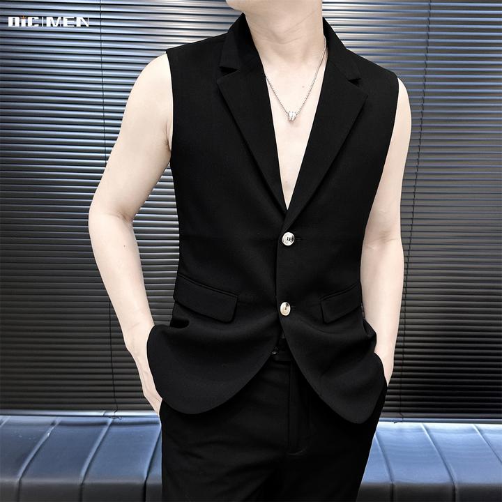 雅痞风无袖超薄西装男薄款夏季韩版修身高级西服马甲爆款2025新款
