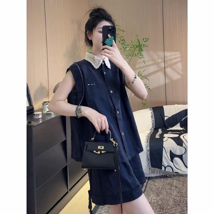 【专属链接】100棉轻奢设计感衬衫套装夏季薄款休闲气质宽松两件套