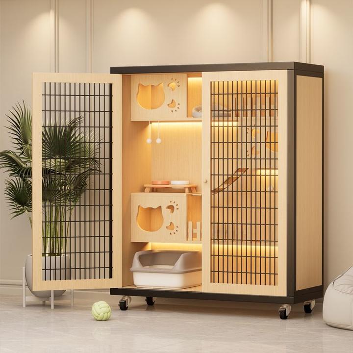 【爱猫推荐】家用木质透气猫别墅宠物柜大自由空间豪华猫舍猫屋猫笼