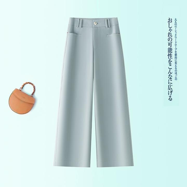 2025年夏季新款薄简约百搭高腰显瘦百搭休闲九分裤女士轻薄阔腿裤