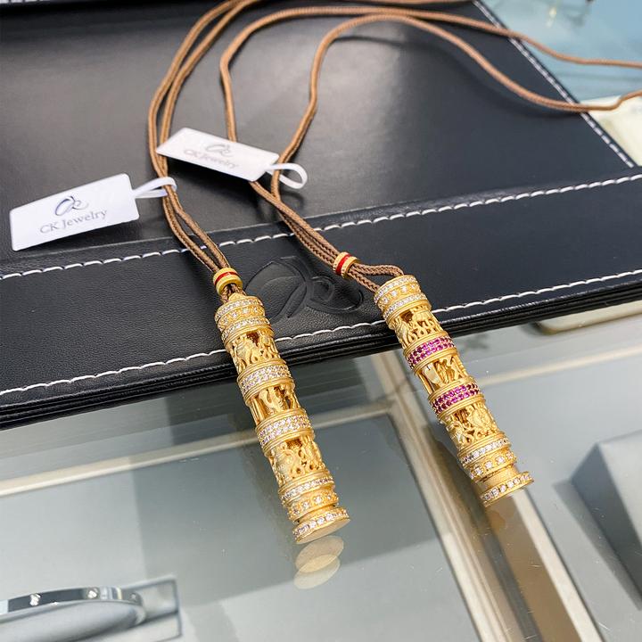 非金属棉绳项链 国潮镶钻六字真言转金筒男女项链情侣毛衣链