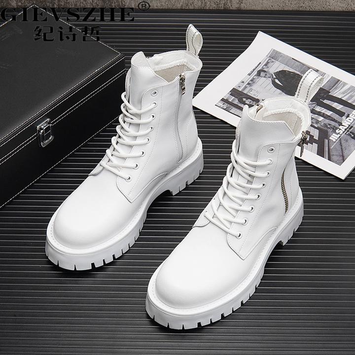 纪诗哲男士中筒马丁靴2025新款干净感痞帅男鞋轻奢高端马丁靴男士
