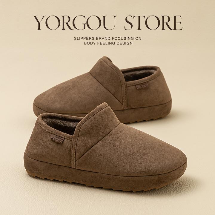 远港全包跟棉鞋情侣秋冬居家室内保暖加绒男女外穿防滑厚底棉拖鞋