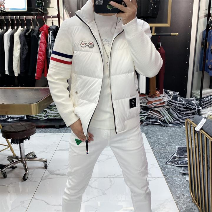 2025冬季欧洲站潮牌轻薄针织拼接羽绒服男时尚个性修身保暖外套潮