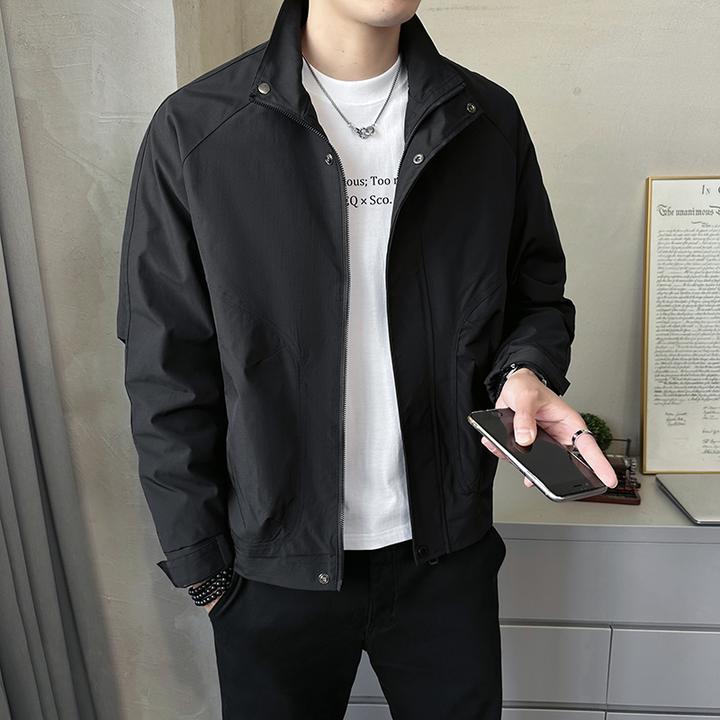 男士立领夹克修身显瘦秋季男款工装外套时尚百搭防风帅气立领外套