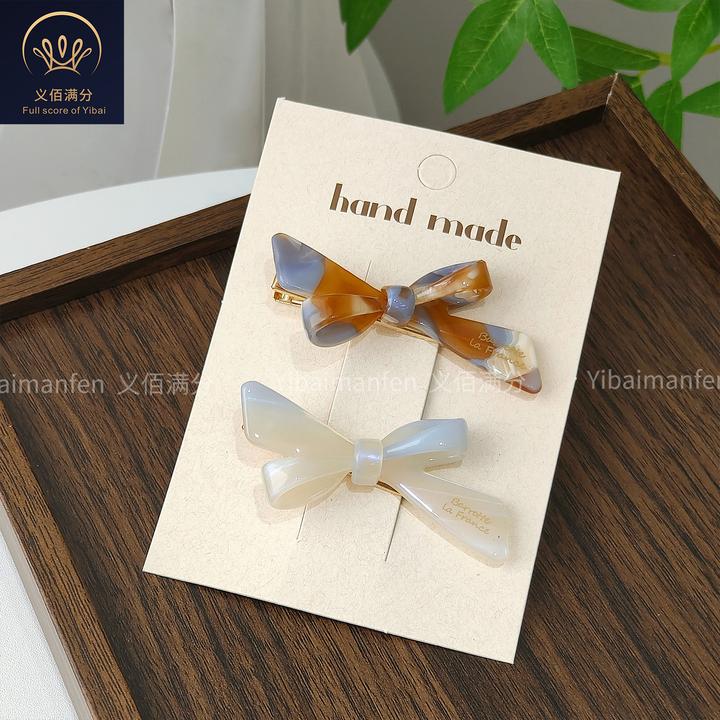 义佰满分【到手2个】法式醋酸立体蝴蝶结发夹质感刘海侧边夹碎发卡