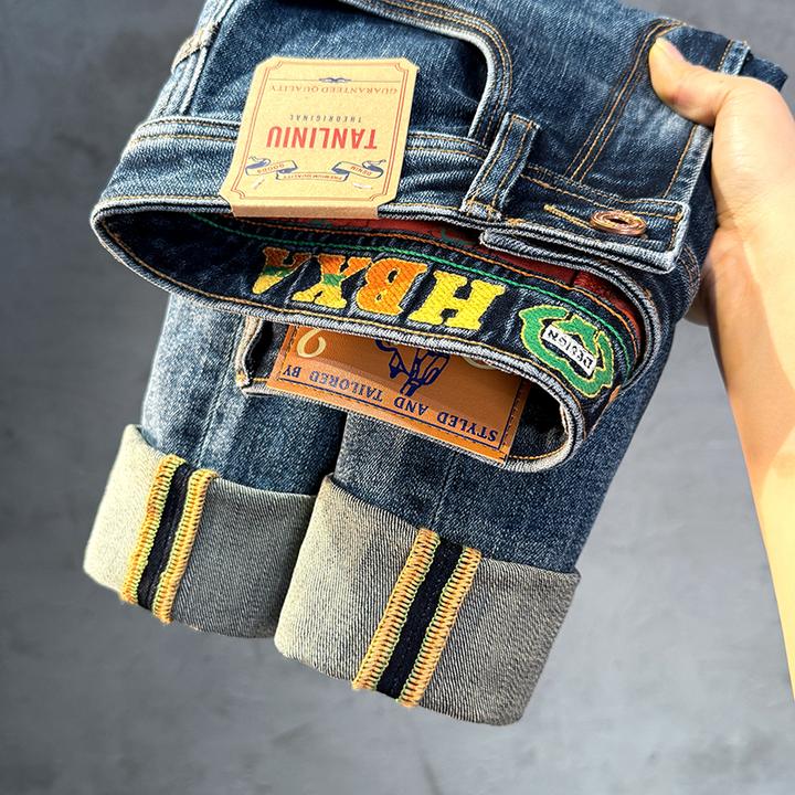 秋季高弹厚款百搭牛仔裤潮流男士长裤轻奢修身裤子838