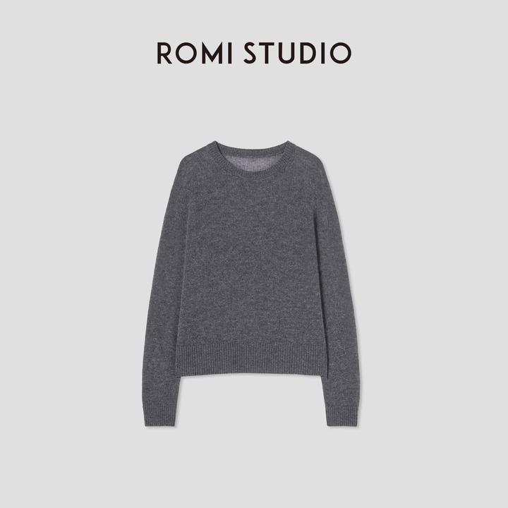 ROMI STUDIO“格雷高知”7针单边羊绒羊毛混纺套头毛衫 RW24AS90484