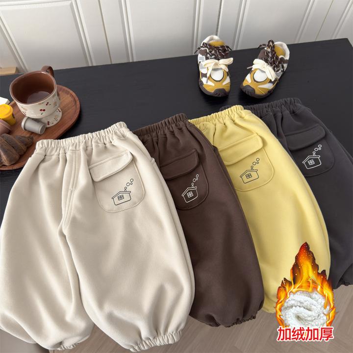 【加绒款】儿童卫裤男童女童春秋款运动休闲裤长裤韩版宽松百搭裤子