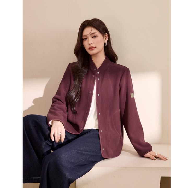 【叠穿搭子】纤莉秀W大码女装时尚立领奥粒绒保暖百搭外套QK4709