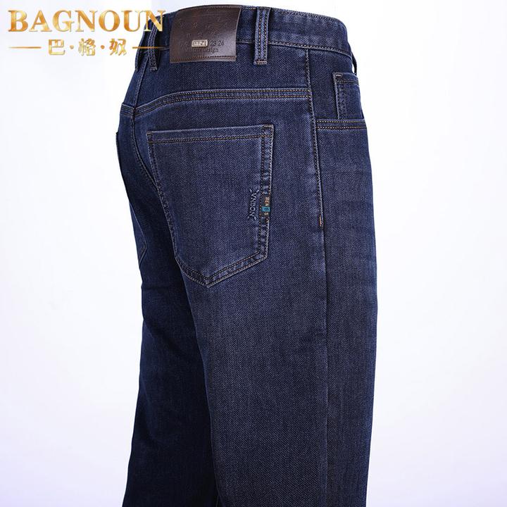 巴格奴牛仔裤男士秋冬季新款时尚高端宽松弹力高腰直筒厚款潮长裤