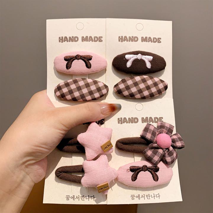 【韩式发夹】小女孩碎发侧边夹子格纹蝴蝶结女童头饰星星儿童发卡