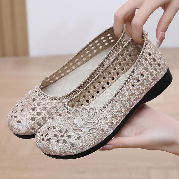 布瑞京老北京女鞋夏季透气镂空网鞋软底防滑妈妈鞋中老年休闲凉鞋