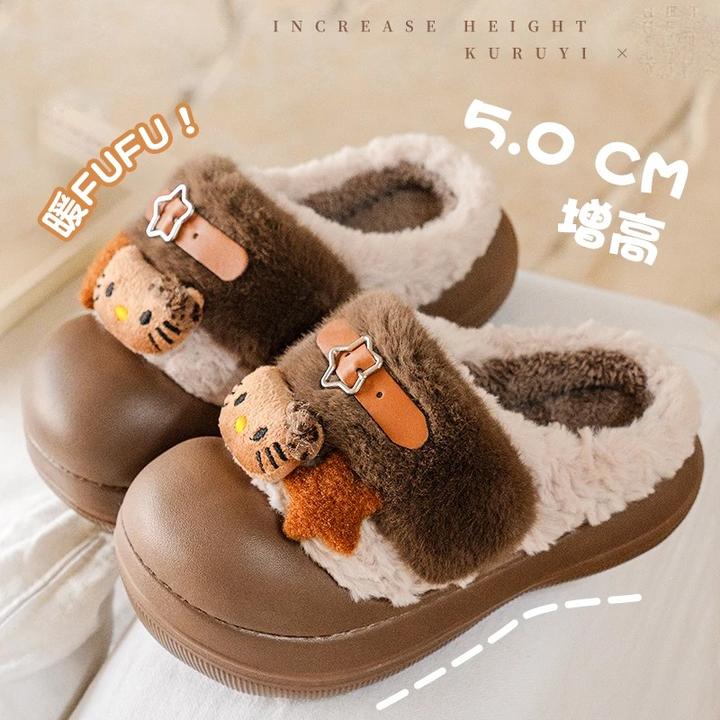 猫咪棉拖鞋女生冬季新款居家保暖百搭公主风卡通包跟毛毛拖鞋外穿