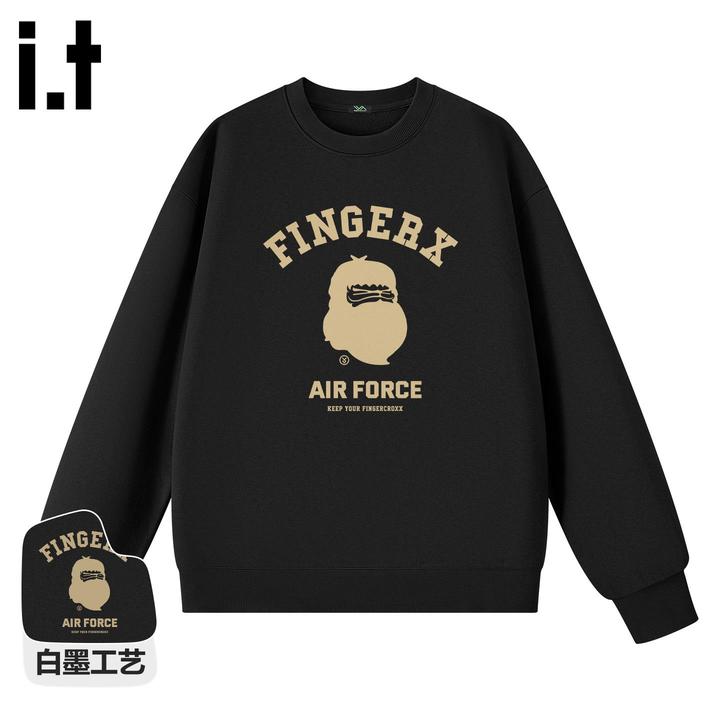 it:FINGERCROXX男士卫衣冬季设计感加绒加厚长袖套头衫男保暖外套