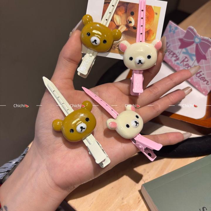 学院风轻松小熊可爱尖嘴夹刘海夹侧边夹少女心尖嘴夹夹学生发饰女