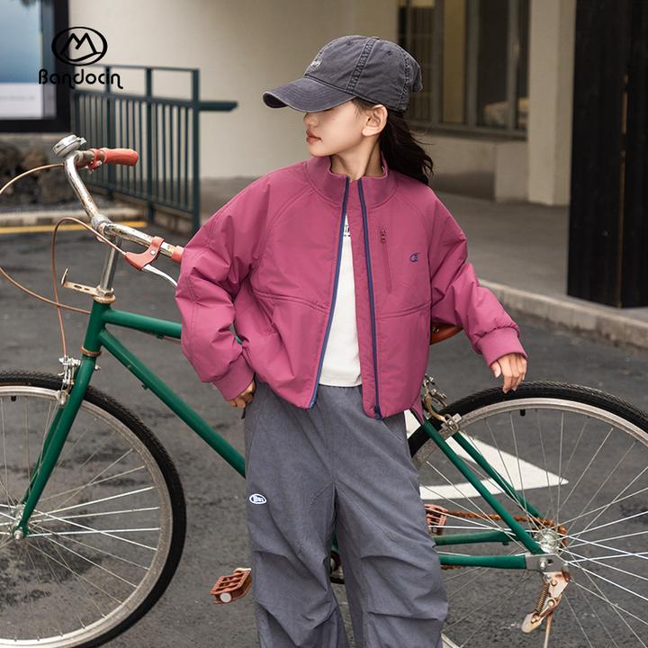 BANDOCIN/半度闲轻薄棉服女童女孩外套春秋防风短款立领温暖夹克
