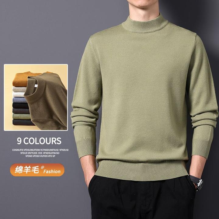 半高领毛衣男秋冬季纯色修身商务内搭长袖针织衫美式高端打底衫