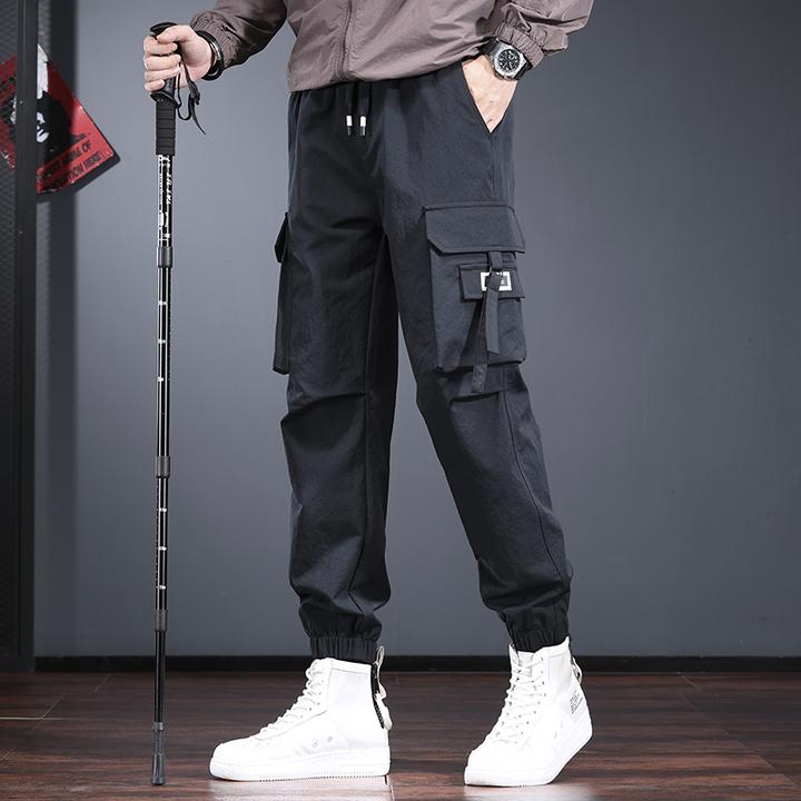 户外防泼水休闲裤男宽松束脚冲锋裤山系徒步运动战术机能工装裤潮