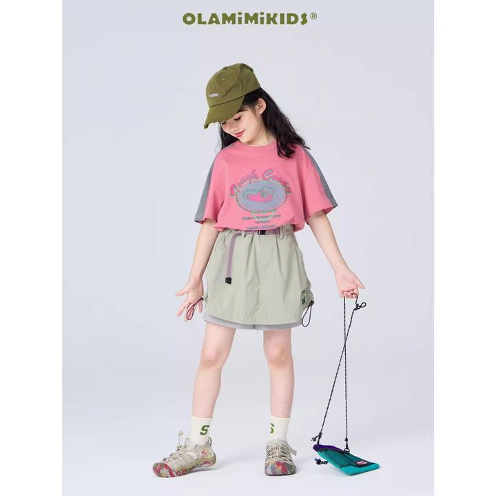 格子上衣女童宽松2025夏季新款中大童休闲拼色洋气流苏裙潮女孩裤