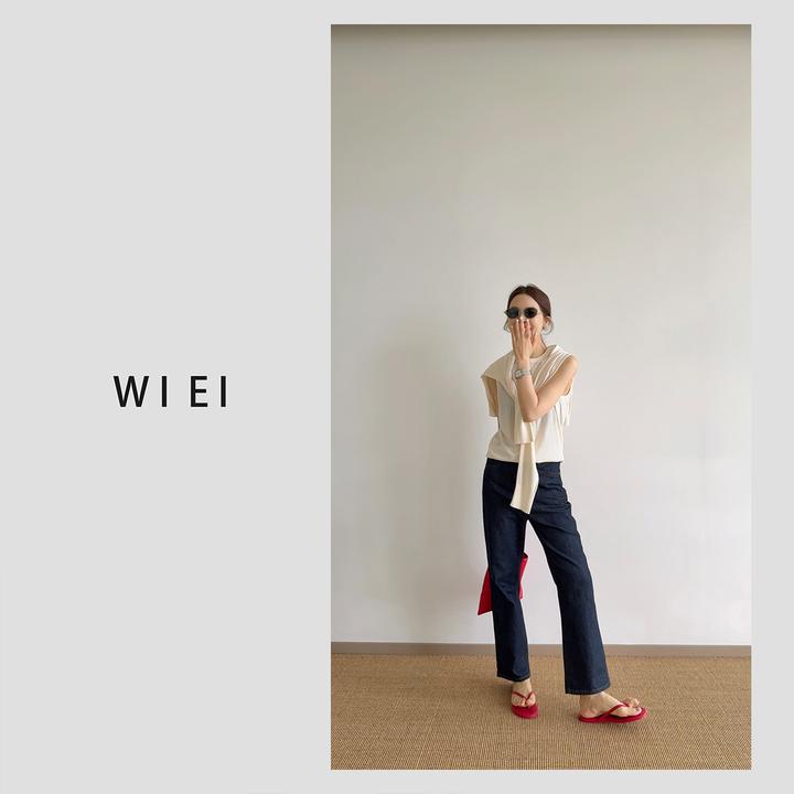 《WI EI》红标牛仔*進口面料 高品质复古显瘦直筒牛仔裤 5C0311