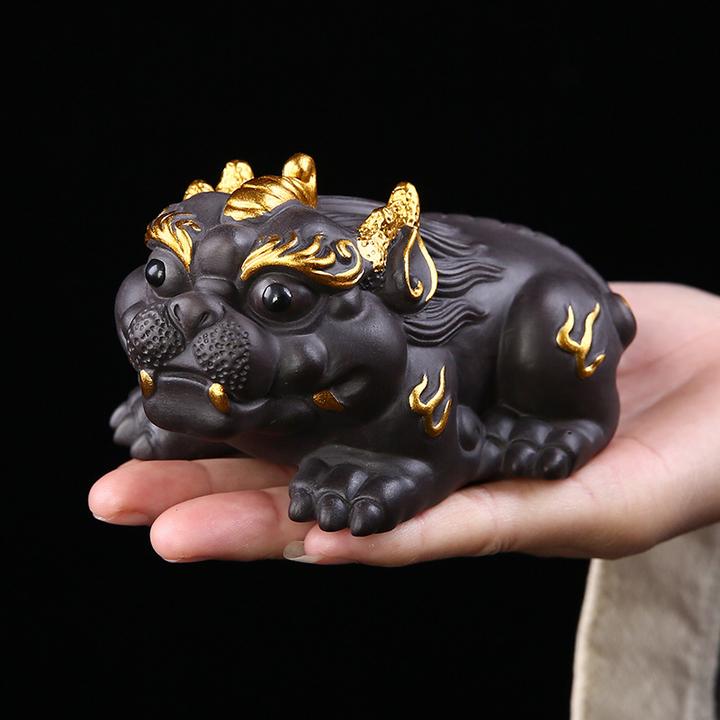 大号紫砂聚财貔貅茶宠摆件可养招财功夫茶具茶玩茶桌手工品摆件