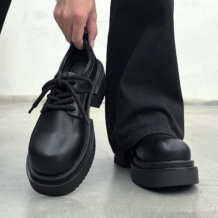 cleanfit德比鞋男款通勤大头休闲皮鞋男士黑色增高秋季百搭男鞋子