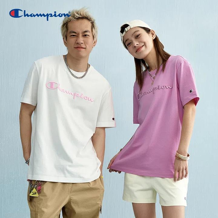 Champion冠军情侣刺绣logo短袖2025纯棉透气打底T恤百搭时尚
