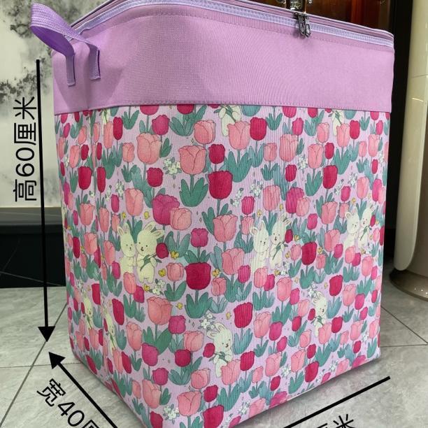 120升郁金香小兔子【双拉链带钢圈】带防潮盖大容量防潮搬家收纳袋
